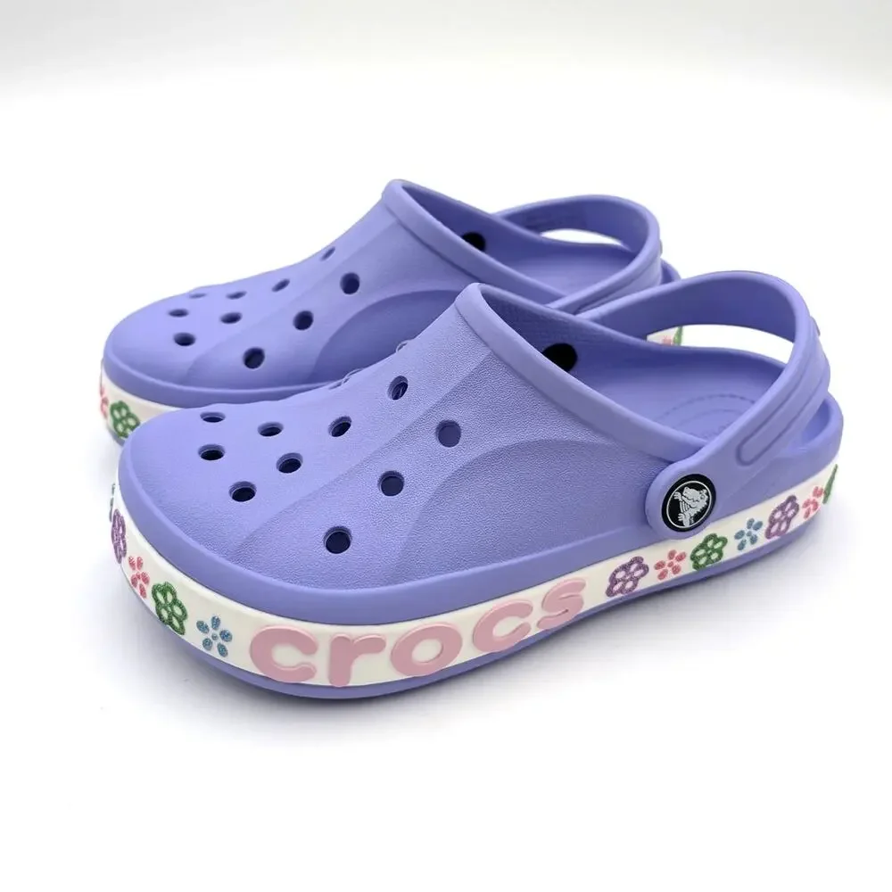 Crocs Bayaband Flower Band Clog Shoes Kids' Digital Violet Size US2 EU33